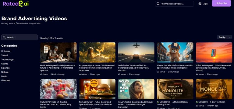 RatedG.ai Launches Brand Advertising Videos Channel